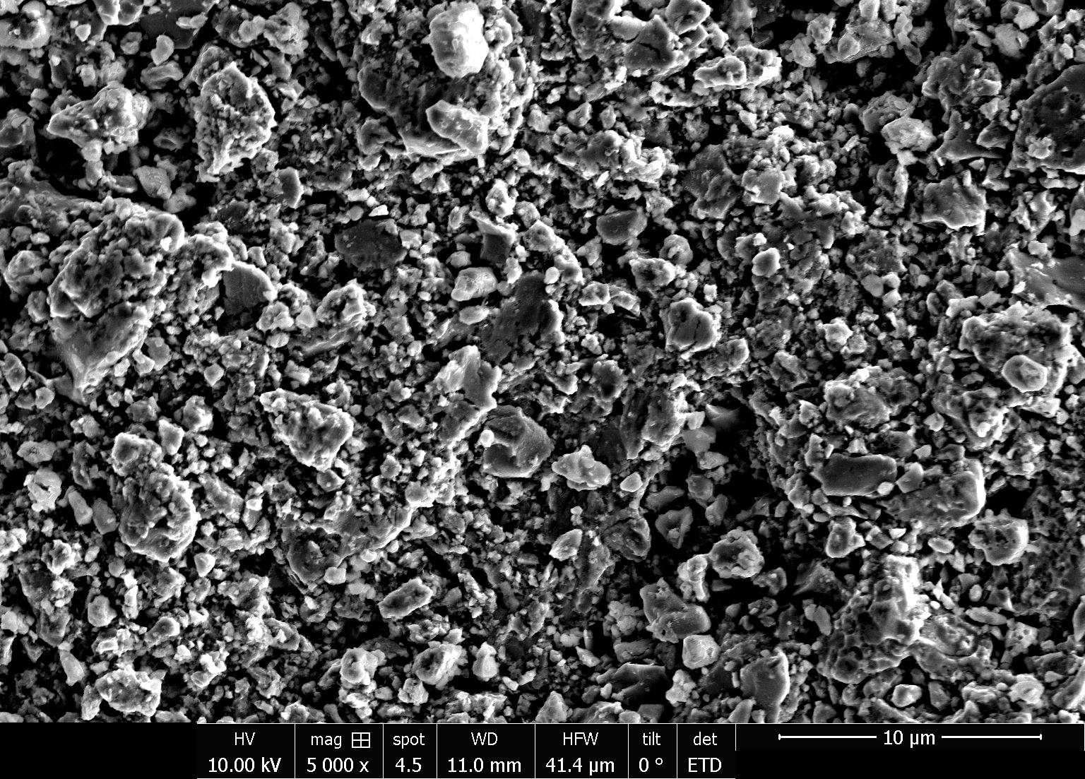 Scanning electron micrograph of a specimen from our experimental campaign, sintered at 750 °C, with the instrument data bar